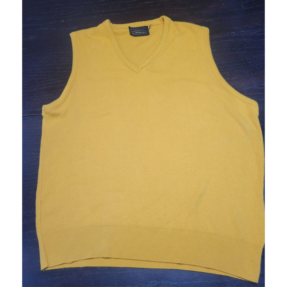 Vintage 1970s Sears The Mens Store Sweater Vest Yellow USA Made XL Orlon